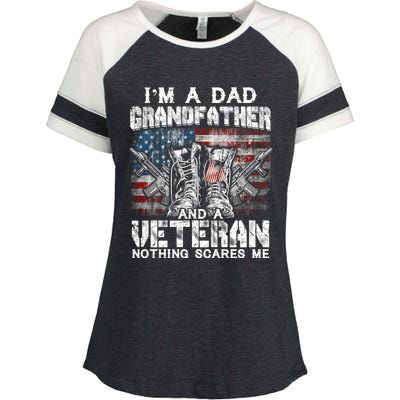 Im A Dad Grandfather Veteran Nothing Scares Me Proud Gift Enza Ladies Jersey Colorblock Tee