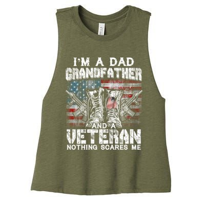 Im A Dad Grandfather Veteran Nothing Scares Me Proud Gift Women's Racerback Cropped Tank