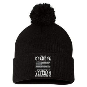 IM A Dad Grandpa And Veteran Fathers Day Pom Pom 12in Knit Beanie