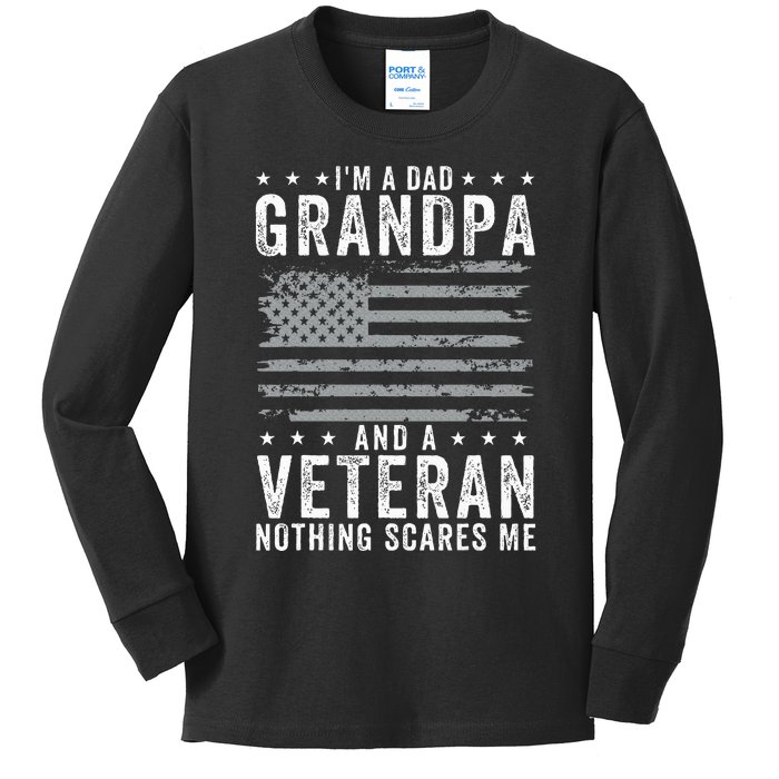 IM A Dad Grandpa And Veteran Fathers Day Kids Long Sleeve Shirt