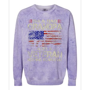 IM A Dad Grandpa And Veteran Colorblast Crewneck Sweatshirt