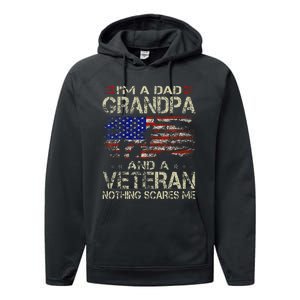 IM A Dad Grandpa And Veteran Performance Fleece Hoodie