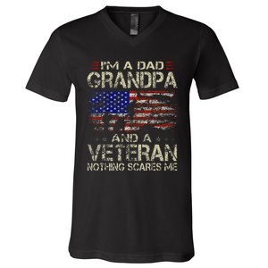 IM A Dad Grandpa And Veteran V-Neck T-Shirt