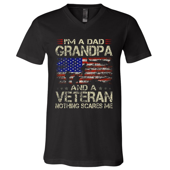 IM A Dad Grandpa And Veteran V-Neck T-Shirt