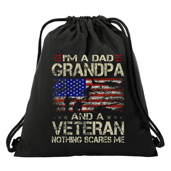 IM A Dad Grandpa And Veteran Drawstring Bag