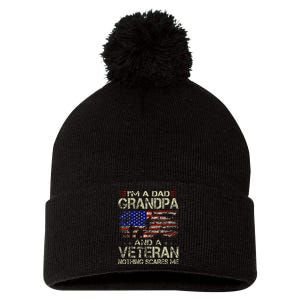 IM A Dad Grandpa And Veteran Pom Pom 12in Knit Beanie