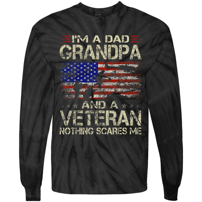 IM A Dad Grandpa And Veteran Tie-Dye Long Sleeve Shirt