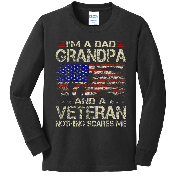 IM A Dad Grandpa And Veteran Kids Long Sleeve Shirt