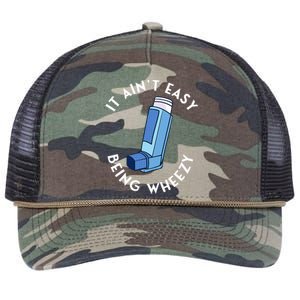 It AinT Easy Being Wheezy Asthma Inhaler Allergy Sufferer Retro Rope Trucker Hat Cap