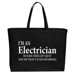 I'm A Electrician Funny Job Title Saying Quote Gift Cotton Canvas Jumbo Tote