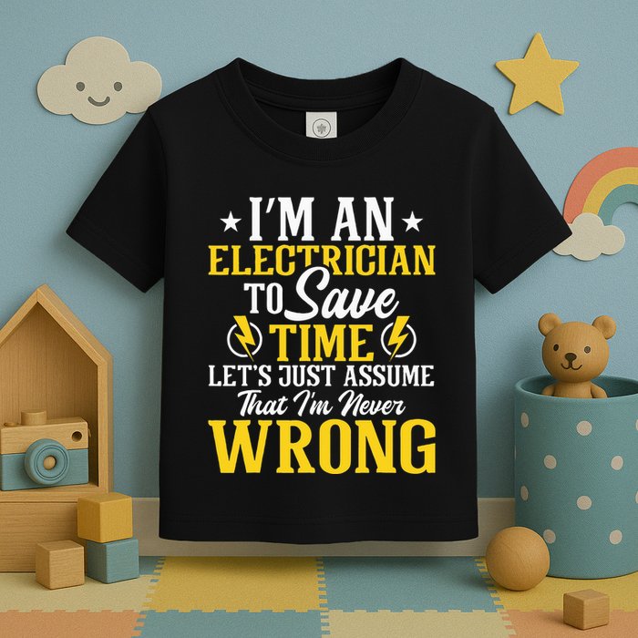 I'm An Electrician To Save Time Electrical Wiring Mechanic Toddler T-Shirt