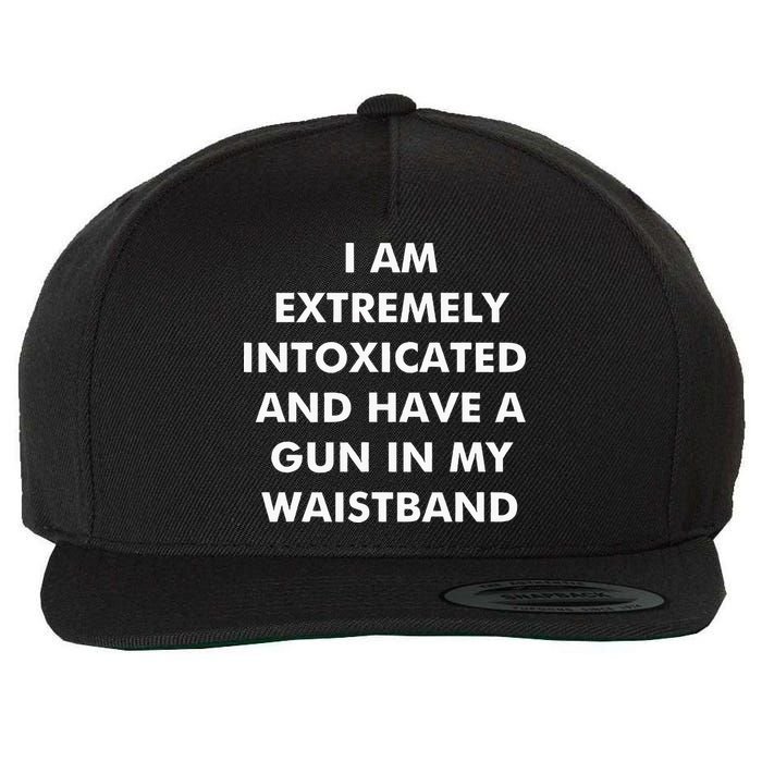 I Am Extremely Intoxicated And Have A Gun In My Waistband Wool Snapback Cap