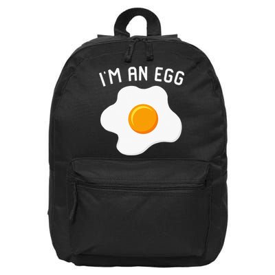 IM An Egg Costume Funny Halloween Present Fried Egg 16 in Basic Backpack