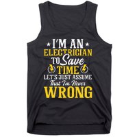 I'm An Electrician To Save Time Electrical Wiring Mechanic Tank Top