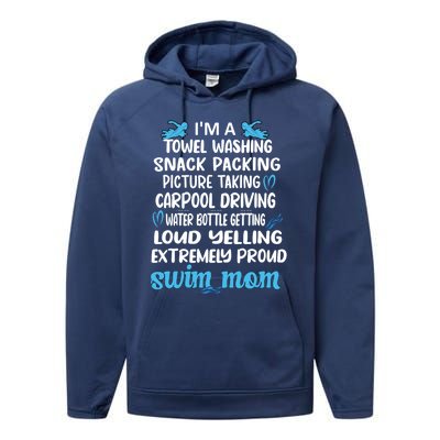 I'm An Extremely Proud Swim Mom Swimming Mother Gift Performance Fleece Hoodie