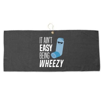 It AinT Easy Being Wheezy Funny Asthma Inhaler Joke Large Microfiber Waffle Golf Towel