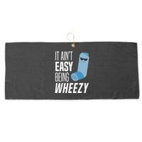 It AinT Easy Being Wheezy Funny Asthma Inhaler Joke Large Microfiber Waffle Golf Towel