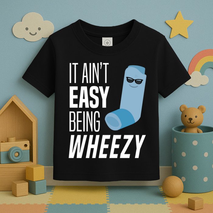 It AinT Easy Being Wheezy Funny Asthma Inhaler Joke Toddler T-Shirt