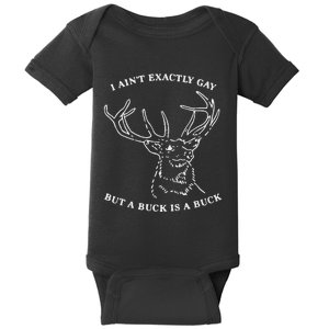 I Ain’T Exactly Gay But A Buck Is A Buck Baby Bodysuit