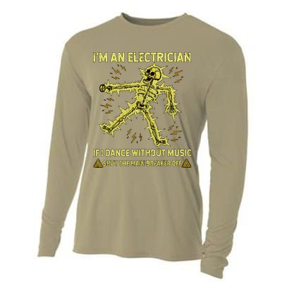 IM An Electrician If I Dance Without Music Funny Skeleton .Png Cooling Performance Long Sleeve Crew