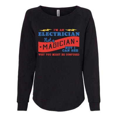 I'm An Electrician Not A Magician Be Confused Womens California Wash Sweatshirt