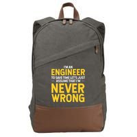 I'm An Engineer To Save Time Cotton Canvas Backpack