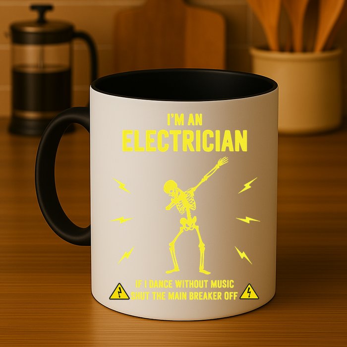 Im An Electrician If I Dance Without Music Funny Skeleton Gift Mug
