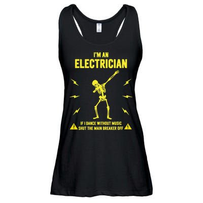Im An Electrician If I Dance Without Music Funny Skeleton Gift Ladies Essential Flowy Tank