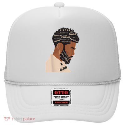 I Am Empowering Black Man High Crown Mesh Back Trucker Hat