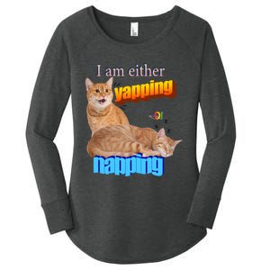 I Am Either Yapping Napping Cute Cat Women's Perfect Tri Tunic Long Sleeve Shirt