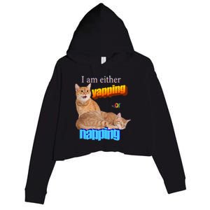 I Am Either Yapping Napping Cute Cat Crop Fleece Hoodie