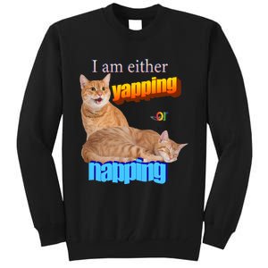 I Am Either Yapping Napping Cute Cat Tall Sweatshirt