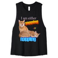 I Am Either Yapping Napping Cute Cat Women's Racerback Cropped Tank