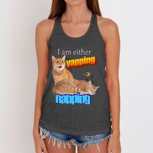 I Am Either Yapping Napping Cute Cat Women's Knotted Racerback Tank