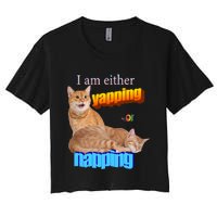 I Am Either Yapping Napping Cute Cat Women's Crop Top Tee