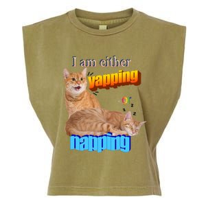 I Am Either Yapping Napping Cute Cat Garment-Dyed Women's Muscle Tee