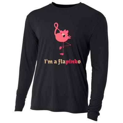 Im A Flapinko Pink Ribbon Breast Cancer Awareness Month October Gift Cooling Performance Long Sleeve Crew