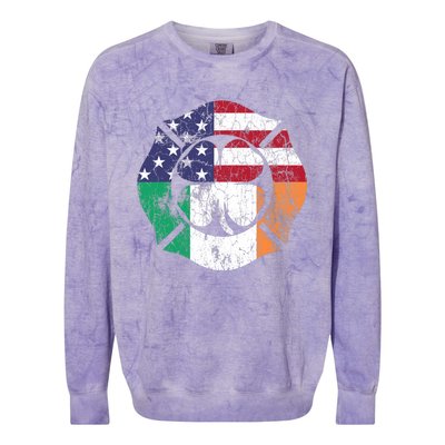 Irish American Flag Ireland Flag ST PATRICKS DAY Firefighter Colorblast Crewneck Sweatshirt