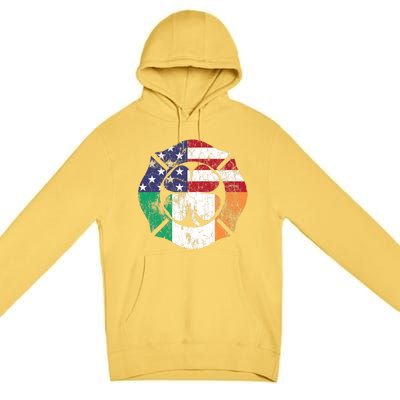 Irish American Flag Ireland Flag ST PATRICKS DAY Firefighter Premium Pullover Hoodie