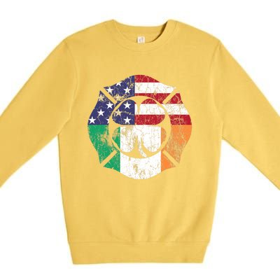 Irish American Flag Ireland Flag ST PATRICKS DAY Firefighter Premium Crewneck Sweatshirt