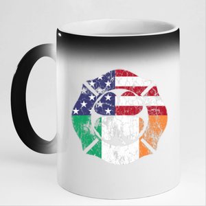 Irish American Flag Ireland Flag ST PATRICKS DAY Firefighter 11oz Black Color Changing Mug