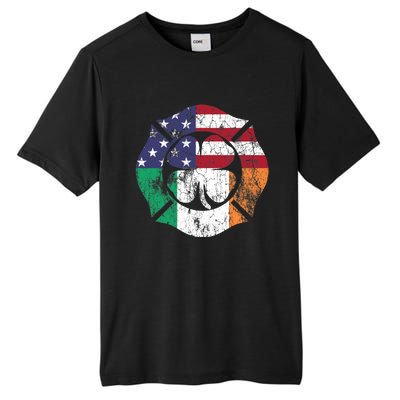 Irish American Flag Ireland Flag ST PATRICKS DAY Firefighter Tall Fusion ChromaSoft Performance T-Shirt