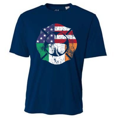 Irish American Flag Ireland Flag ST PATRICKS DAY Firefighter Cooling Performance Crew T-Shirt