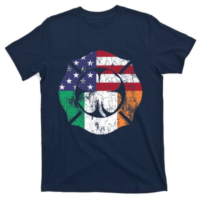 Irish American Flag Ireland Flag ST PATRICKS DAY Firefighter T-Shirt