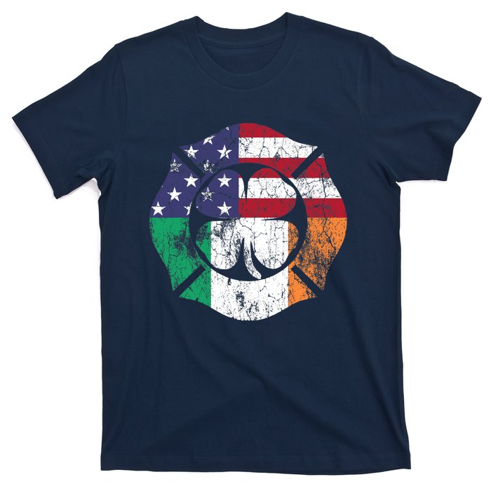 Irish American Flag Ireland Flag ST PATRICKS DAY Firefighter T-Shirt