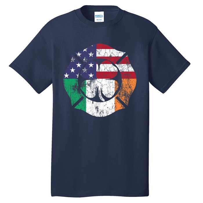 Irish American Flag Ireland Flag ST PATRICKS DAY Firefighter Tall T-Shirt