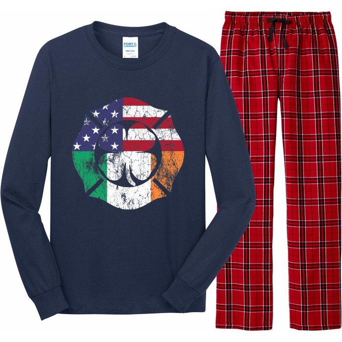 Irish American Flag Ireland Flag ST PATRICKS DAY Firefighter Long Sleeve Pajama Set