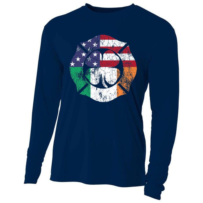 Irish American Flag Ireland Flag ST PATRICKS DAY Firefighter Cooling Performance Long Sleeve Crew