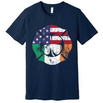 Irish American Flag Ireland Flag ST PATRICKS DAY Firefighter Premium T-Shirt