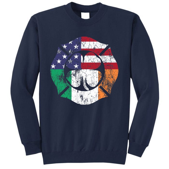 Irish American Flag Ireland Flag ST PATRICKS DAY Firefighter Tall Sweatshirt